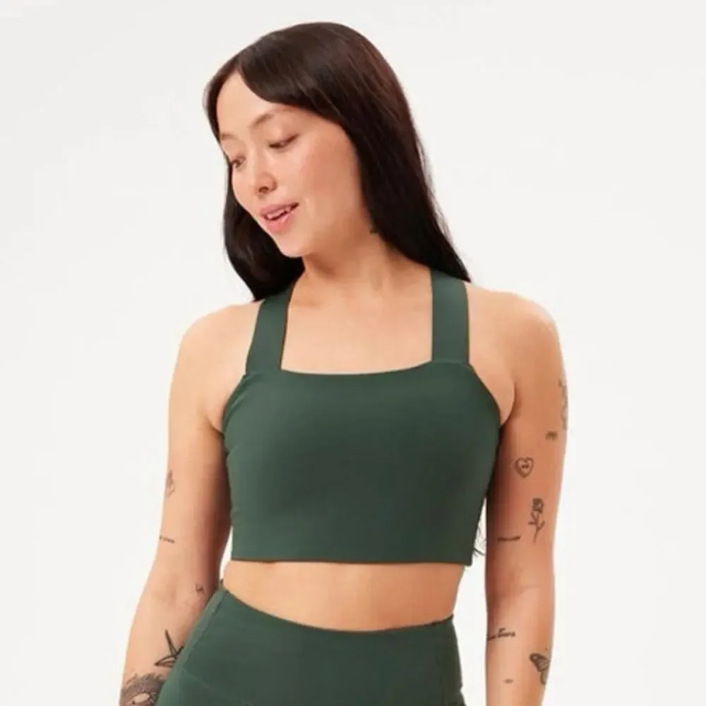 Girlfriend Collective Green Charlie Straight Neck Sports Bra